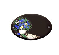 Haustürschild Blumenvase Keramik schwarzbraun
